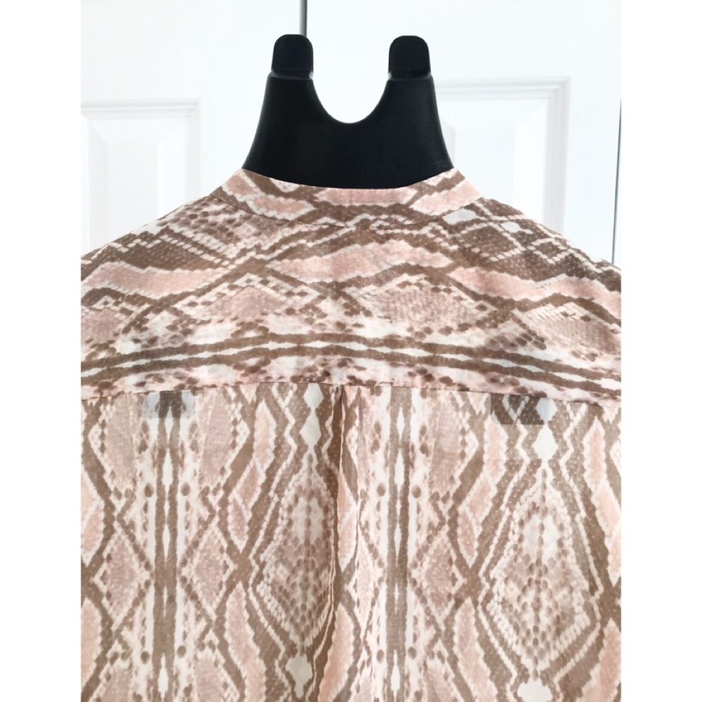 Ny Collection Chiffon Python Brown & Blush Blouse - image 4